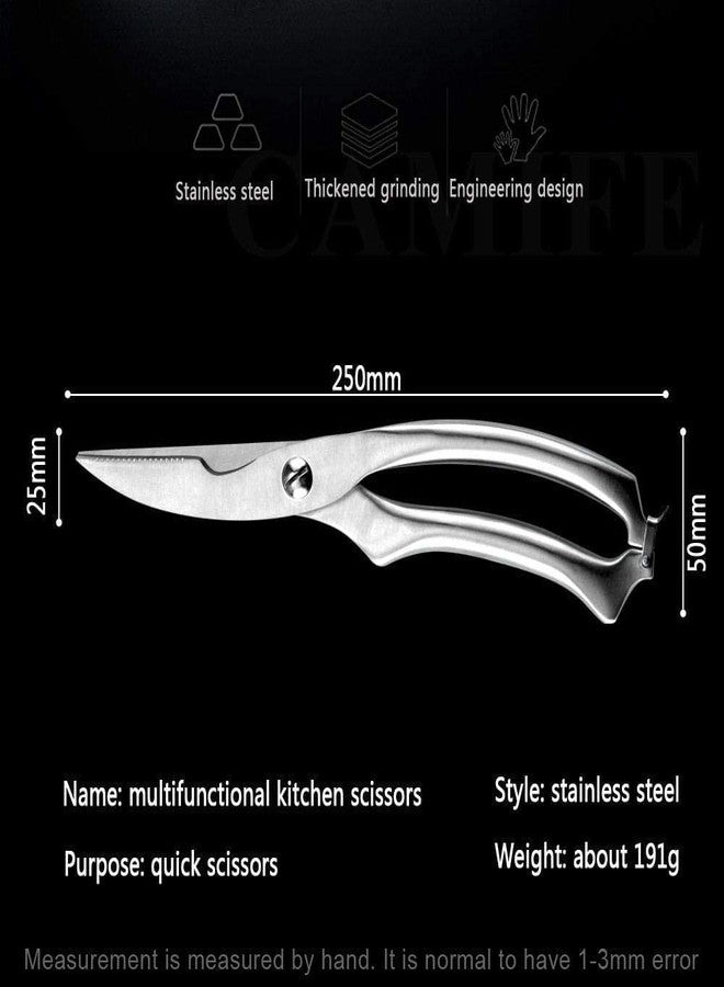 Trifecta Poultry Shears - Spring Loaded Chicken Bone Scissors with Safety Lock Utility German HC Stainless Steel Kitchen Shears for Chicken, Bone, Fish, Meat Cutter Cook Tool Shear (silver) - Image 5